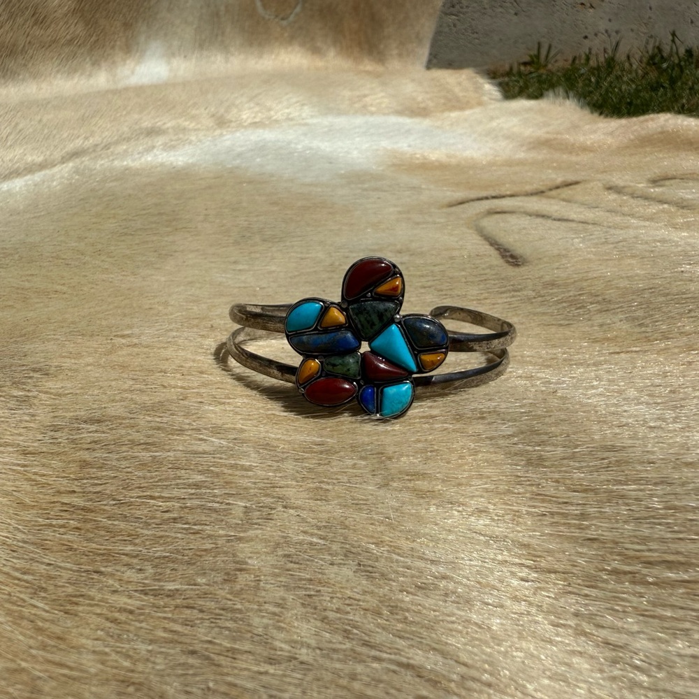 Multicolor Stone Cuff Bracelet